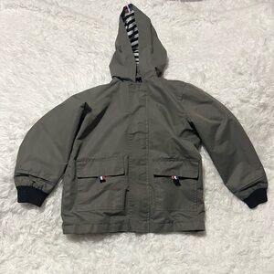 Kids Boys Gray Hooded Rain Jacket